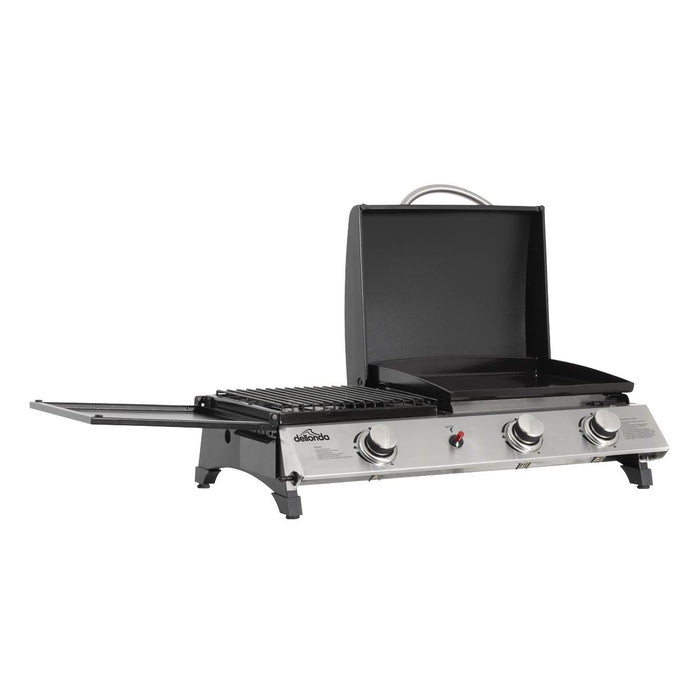 Dellonda 3 Burner Stainless Steel Portable Gas Plancha/Grill 8.5kW