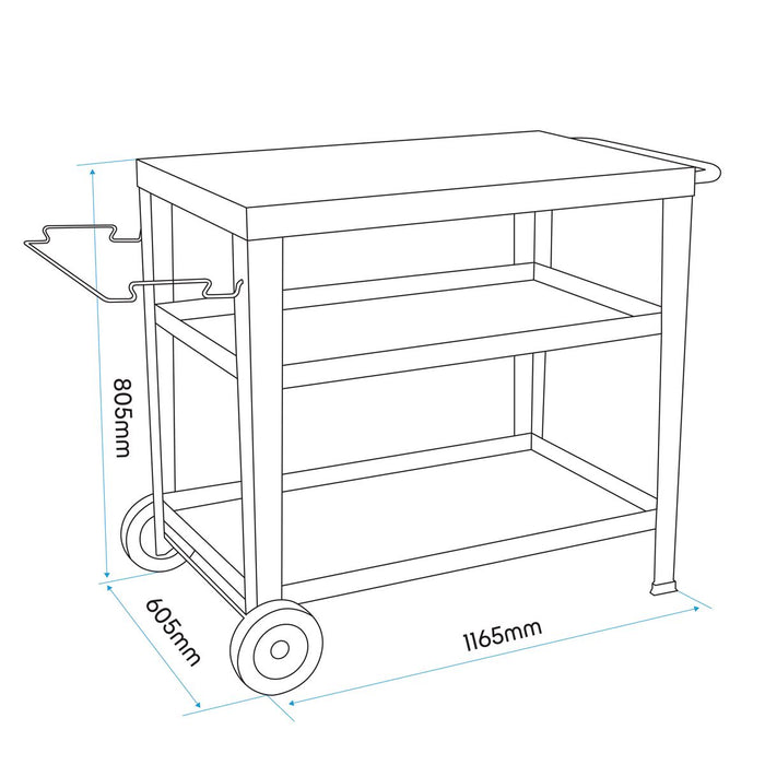 Dellonda Plancha Trolley with Utensil Holder - Stainless Steel Top