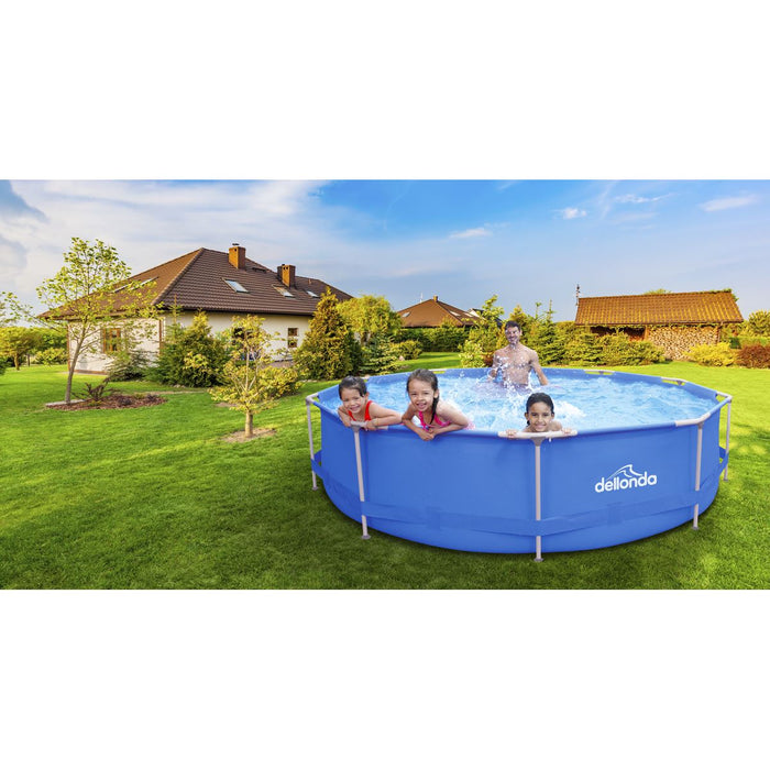 Dellonda Steel Frame Round Swimming Pool & Filter Pump 12ft - Blue DL20 Dellonda - Town Tools 