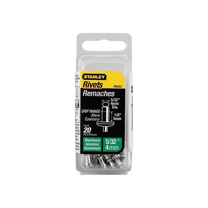 Stanley® Hand Tools 1-PAA52 Aluminium Rivets Short 4 x 3mm Pack of 20 STANLEY® Hand Tools - Town Tools