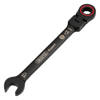 Draper Expert HI-TORQ Metric Flexible Head Ratchet Combination Spanner, 11mm, Black