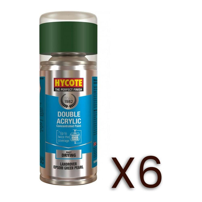 6x Hycote Aerosol Paint for Land Rover Epsom Green (Pearlescent)150ml Hycote - Town Tools 