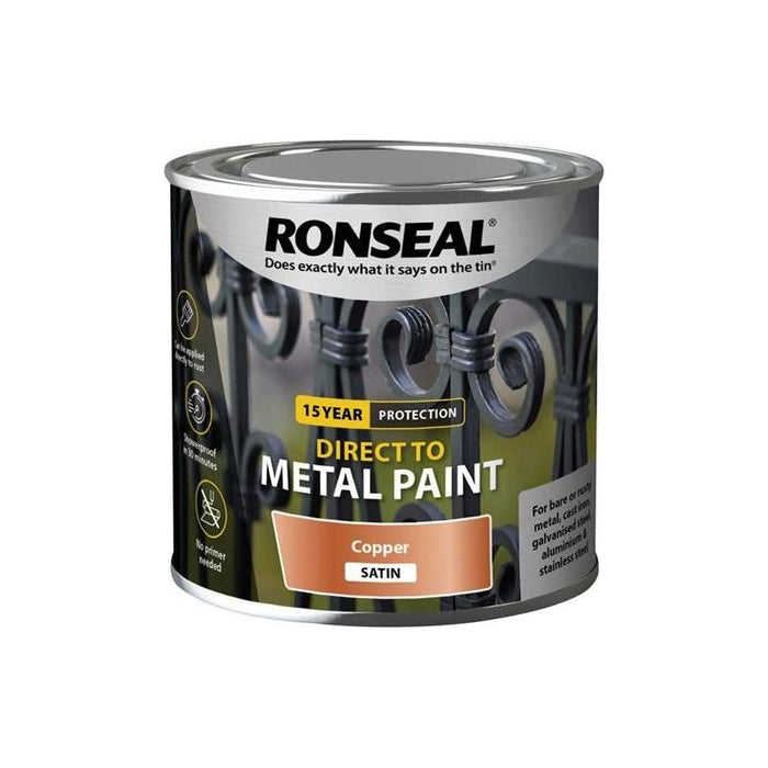 Ronseal Direct to Metal Paint Copper Satin 250ml Ronseal - Town Tools