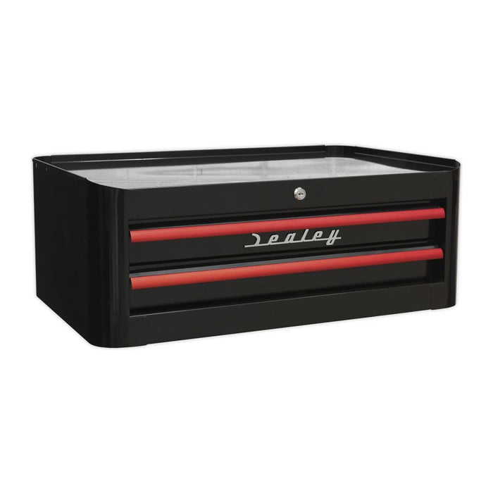 Sealey Mid-Box 2 Drawer Retro Style Black with Red Anodised Drawer Pulls Sealey - Town Tools 