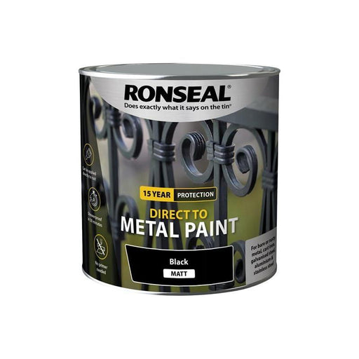Ronseal Direct to Metal Paint Black Matt 2.5 litre Ronseal - Town Tools