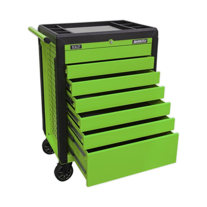 Sealey Rollcab 7 Drawer Push-To-Open Hi-Vis Green APPD7G Sealey - Town Tools 