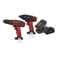 Sealey 20V SV20 Series Cordless13mm Hammer Drill/1/4"Hex Drive Impact Driver Com