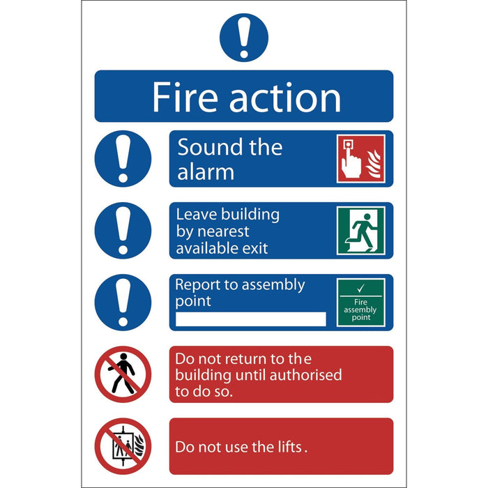 Draper Fire Action Procedure' Mandatory Sign, 200 x 300mm, Design 2 72156 Draper - Town Tools 