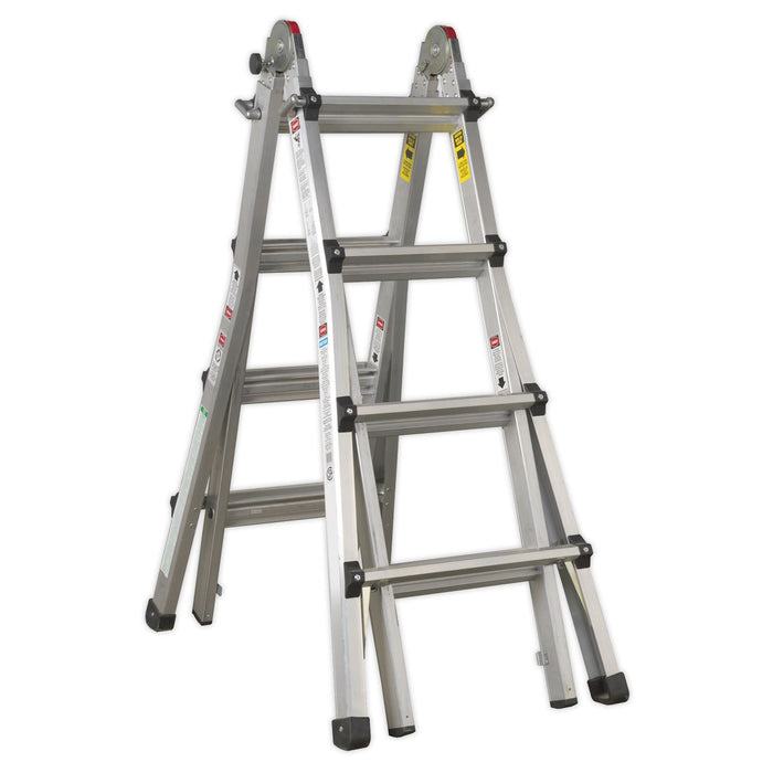 Sealey Telescopic Ladder Adjustable Height 4-Way Aluminium - BS EN 131 AFPL3 Sealey - Town Tools 