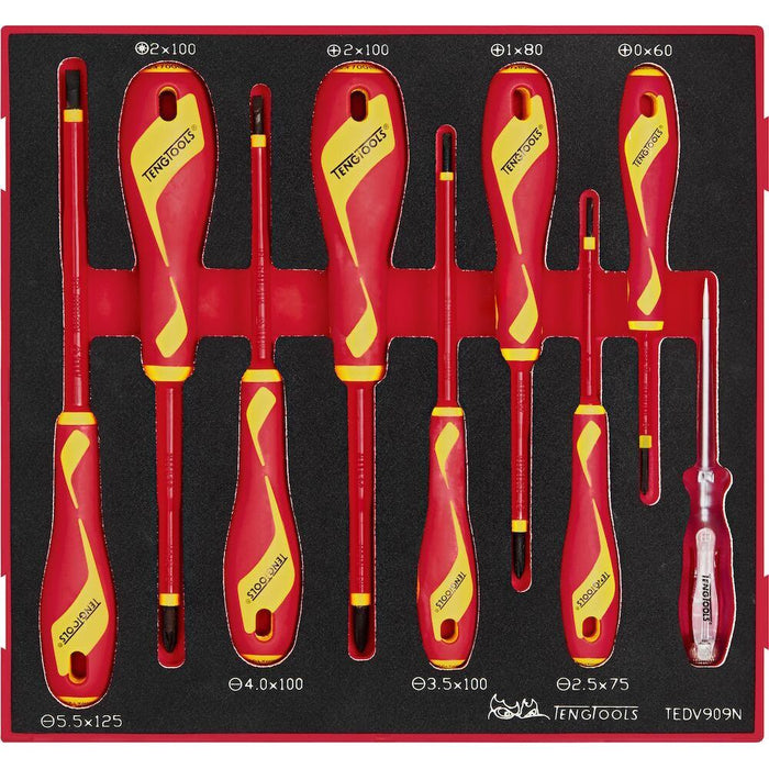 Teng Tools Insulated Screwdriver Set Mixed FOAM2 9 Pieces Teng Tools - Town Tools 