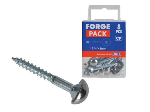 ForgeFix Mirror Screw Chrome Domed Top Slotted ZP 1.1/4in x 8 Forge Pack 8 ForgeFix - Town Tools