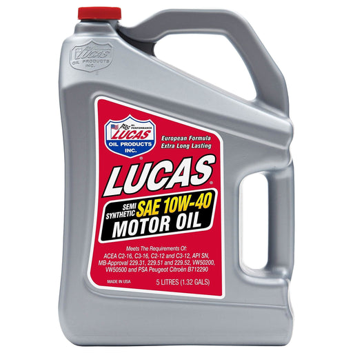 Lucas Oil Semi-Synthetic 10W40 Motor Oil 5 Litres 40300 Lucas Oil Oil - Town Tools 