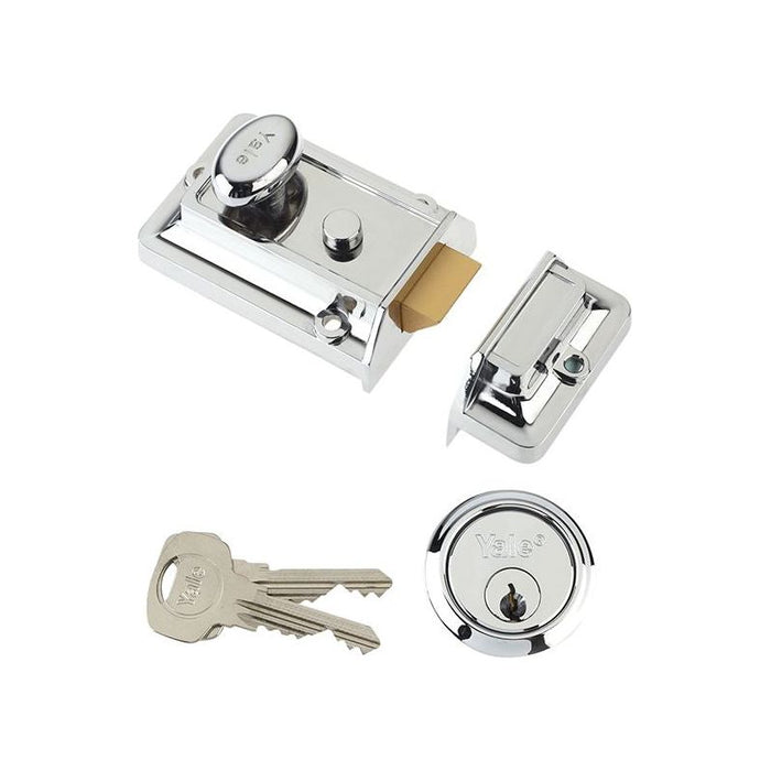 Yale Locks P77 Traditional Nightlatch 60mm Backset Chrome Finish Visi Yale Locks - Town Tools
