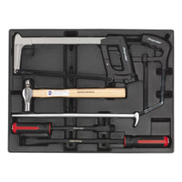 Sealey Tool Tray with Pry Bar Hammer & Hacksaw Set 6pc TBT30