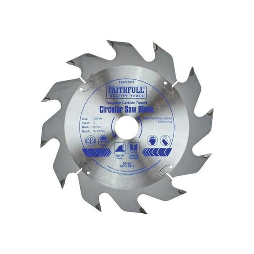 Faithfull TCT Circular Saw Blade 150 x 20mm x 12T POS Faithfull - Town Tools