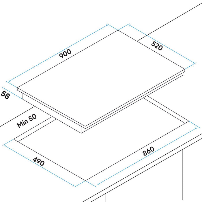 Baridi Integrated Induction Hob with 5 Cooking Zones 90cm 9300W Output