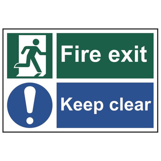 Scan Fire Exit Keep Clear - PVC Sign 300 x 200mm Scan - Town Tools