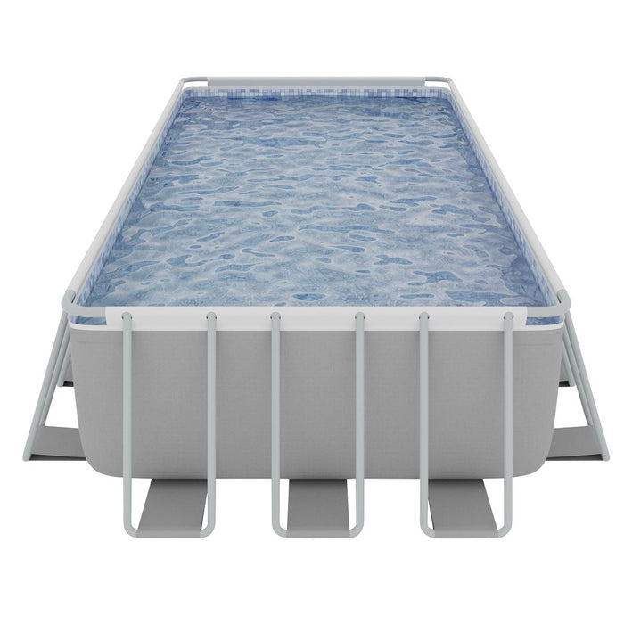 Dellonda Steel Frame Rectangular Swimming Pool - Step Ladder & Filter Pump 25ft