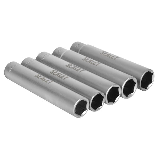 Sealey Extra-Deep Socket Set 3/8"Sq Drive 15, 16, 17, 18 & 19mm 5pc SX1519 Sealey - Town Tools 