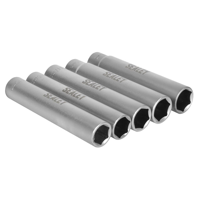 Sealey Extra-Deep Socket Set 3/8"Sq Drive 15, 16, 17, 18 & 19mm 5pc SX1519 Sealey - Town Tools 