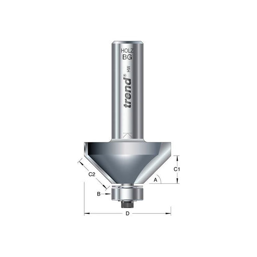 Trend 46/360 x 1/2 TCT Bearing Guided Chamfer 45° 35.1 x 12mm Trend - Town Tools