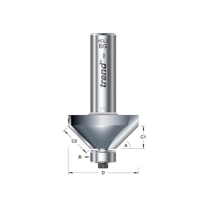 Trend 46/360 x 1/2 TCT Bearing Guided Chamfer 45° 35.1 x 12mm Trend - Town Tools