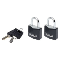 Master Lock Aluminium Black Vinyl Cover 30mm Padlock 4-Pin - Keyed Alike x 2