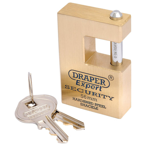 Draper Expert Close Shackle Solid Brass Padlock with Hardened Steel Shackle, 2 K Draper - Town Tools 