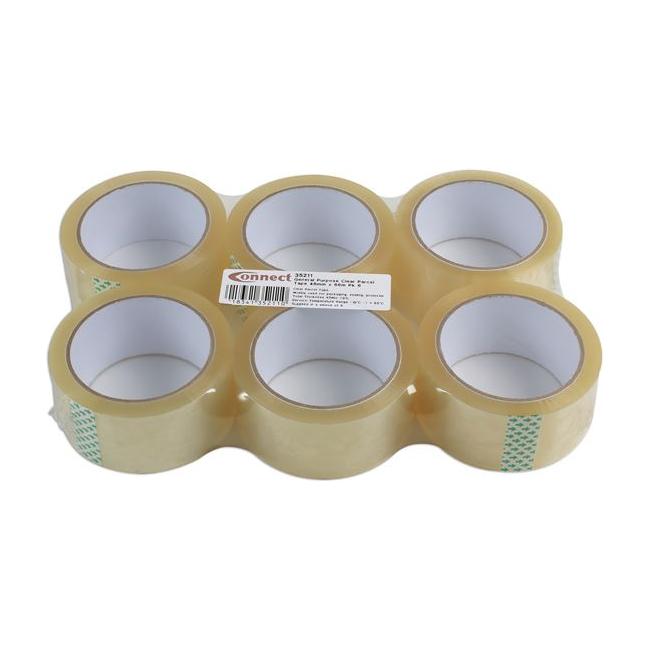 Connect General Purpose Clear Parcel Tape 48mm x 66m 6pc 35211 Tool Connection - Town Tools 