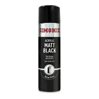 6x Simoniz Large Matt Black Acrylic Aerosol Car Auto Spray Paint 500ml SIMP17D