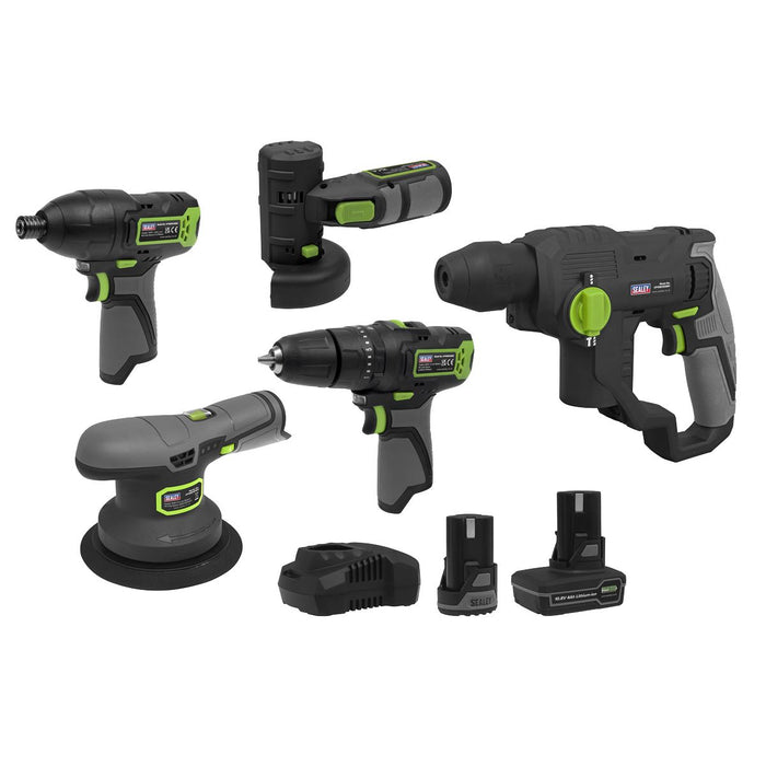 Sealey 5 x SV10.8 Series Cordless Combo Kit 10.8V - 2 Batteries CP108VCOMBO7 Sealey - Town Tools 
