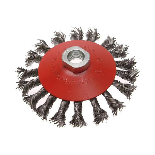 Faithfull Conical Wire Brush 115mm M14x2 Bore, 0.50mm Wire Faithfull - Town Tools