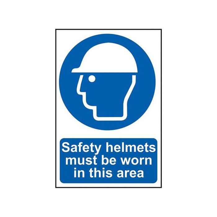Scan Safety Helmets Must Be Worn In This Area - PVC Sign 400 x 600mm Scan - Town Tools