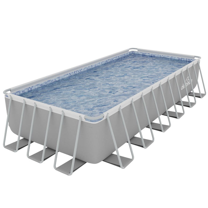 Dellonda Steel Frame Rectangular Swimming Pool - Step Ladder & Filter Pump 25ft