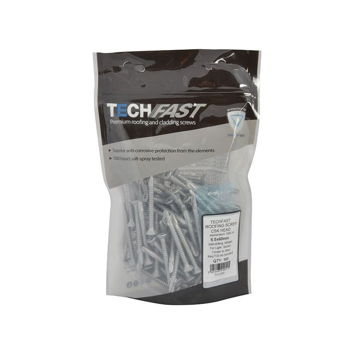 Forgefix TechFast Roofing Screw Timber - Steel Light Section 5.5 x 60mm Pack 100 ForgeFix - Town Tools