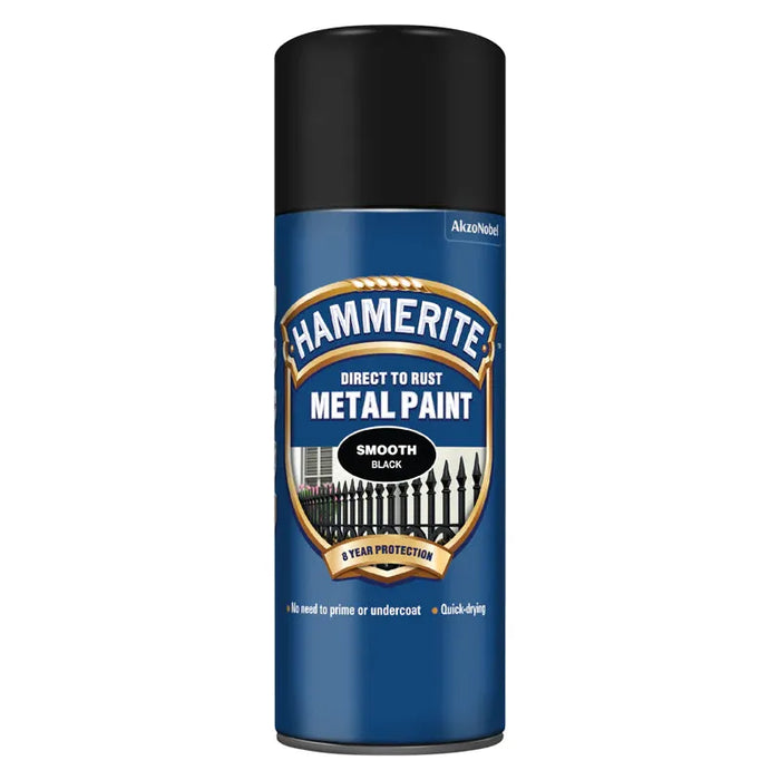 3x 400ml Hammerite SMOOTH BLACK Direct to Rust Metal Spray Paint Aerosol 400ml