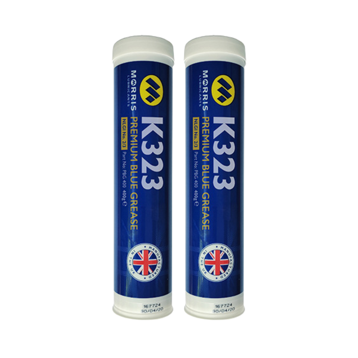 2x Morris K323 Blue Grease Cartridge 400g Premium Lithium Calcium High Pressure