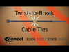 Connect Black Twist-to-Break Cable Tie 200mm x 4.6mm 50pc Connect - Town Tools