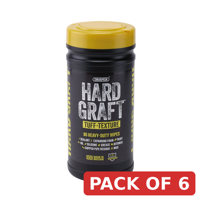 Draper Hard Graft Multipurpose Tuff-Texture Wipes (Tub of 80) - HGW-TU80