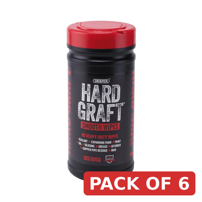 Draper Hard Graft Multipurpose Smooth Wipes (Tub of 80) - HGW-SM80