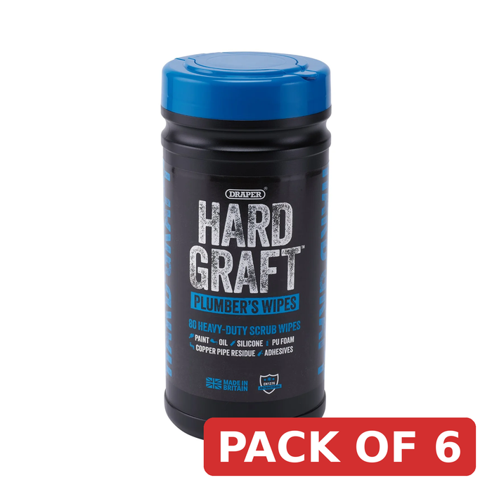 Draper Hard Graft Plumbers Wipes (Tub of 80) - HGW-PL80